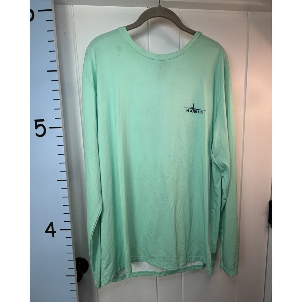 Habit Solar Factor Fish Graphic Green Long Sleeve Tshirt Men Large